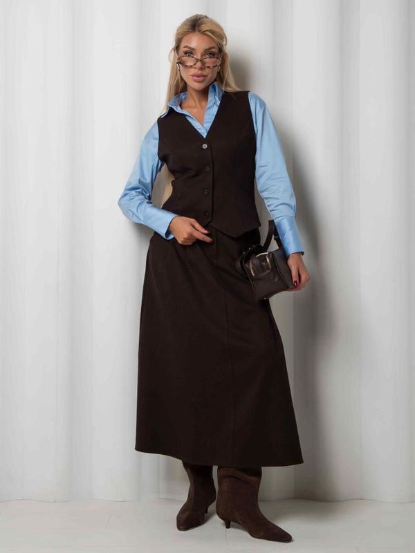 Юбка-миди из костюмной ткани Basic (коричневая)