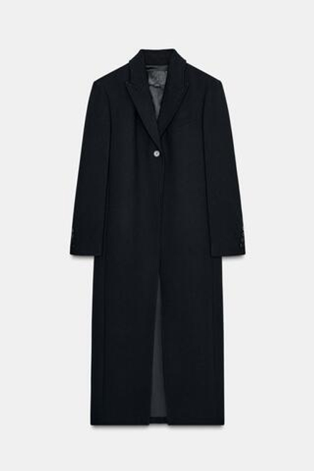 ZARA ПРИТАЛЕННОЕ ПАЛЬТО НА ПУГОВИЦАХ — ZW COLLECTION, ЧЕРНЫЙ