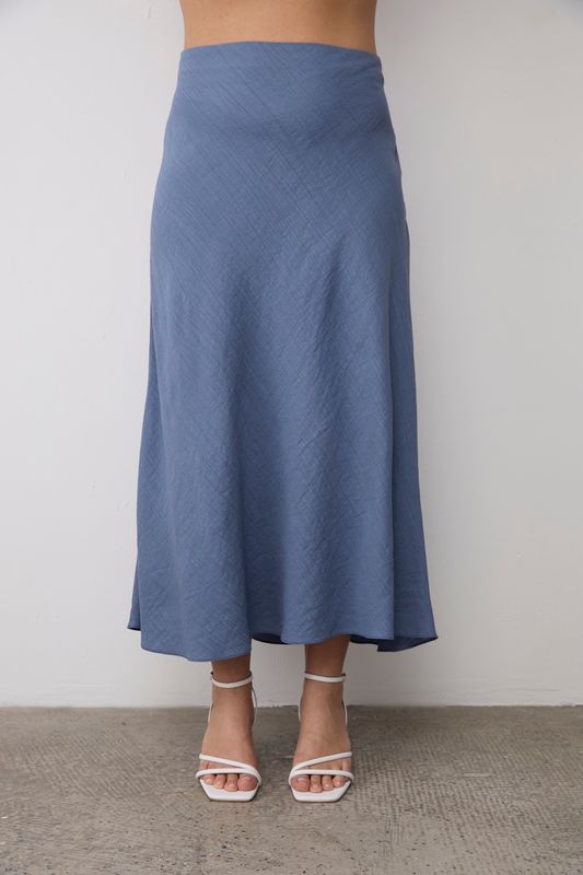 Юбка-миди из жатой вискозы, синий
