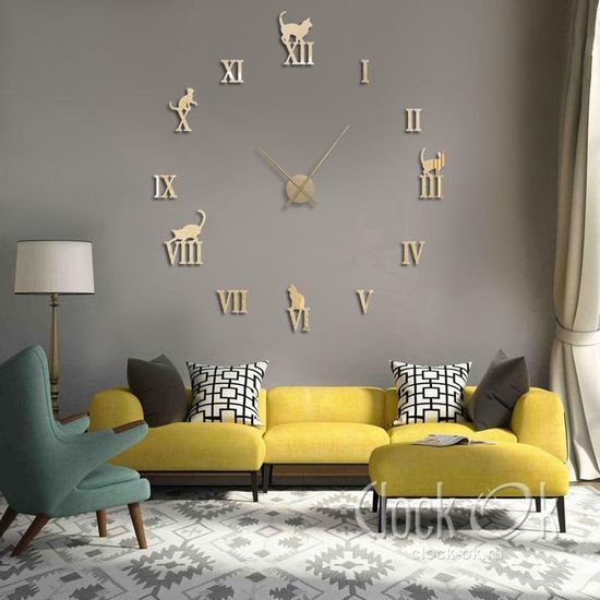 Настенные 3D часы Charm Cat