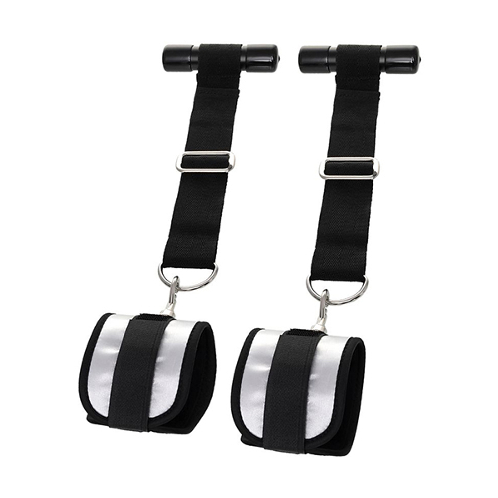 Черно-серебристые фиксаторы для рук на дверь ToyFa Anonymo 310702