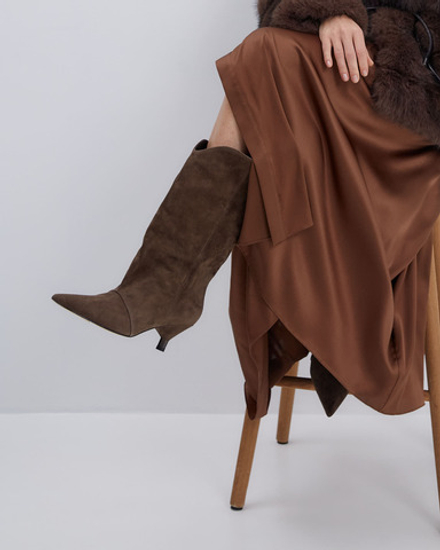 Полусапоги из натуральной замши шоколад