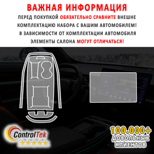 Jetour Dashing (2023) - комплект защитных пленок 2 в 1. Пленка защитная ControlTek HYBRID со слоем TOP COAT. Толщина: 6 mil. (175 мкм.)