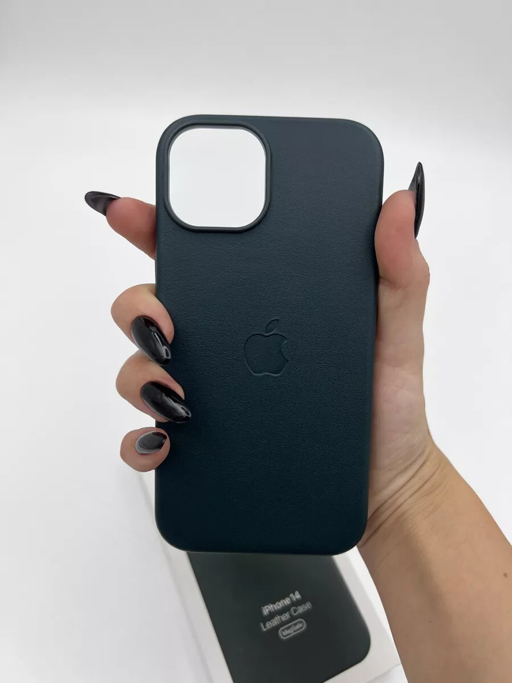 Кожаный чехол Leather Case iPhone 14 | Темно Зеленый