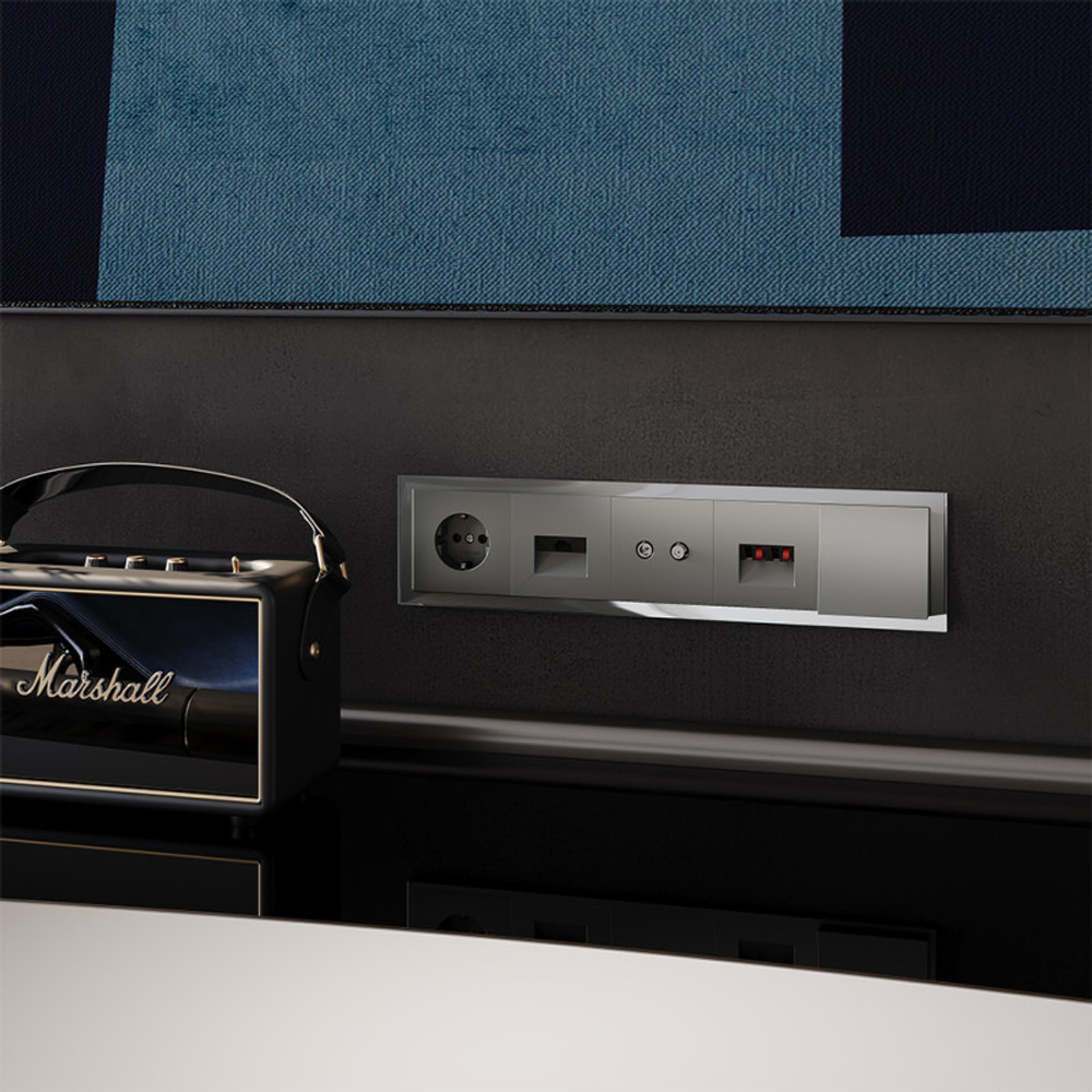 Рамка стеклянная VOLTUM S70 на 5 постов, (титан, стекло)