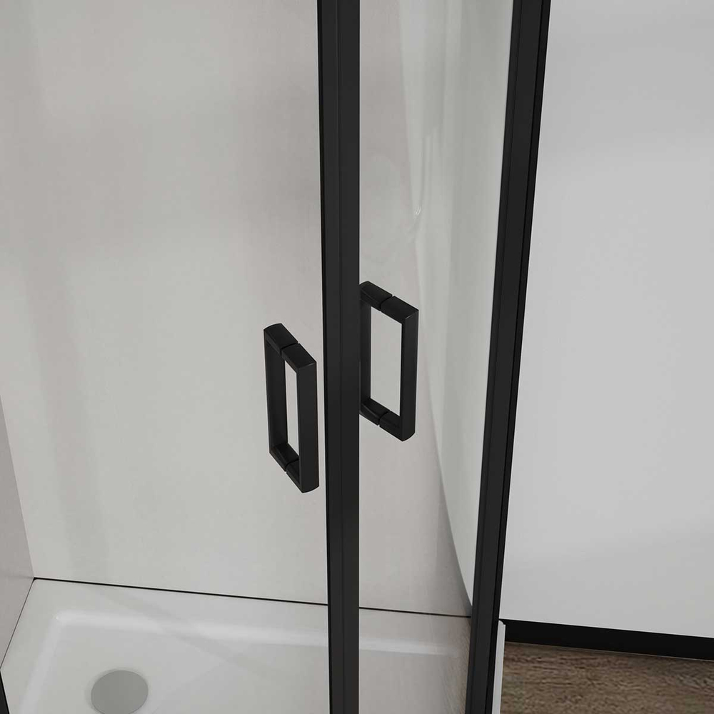 Душевой уголок Сити (City) Vincea VSQ-5CT900CLB, 900*900, черный матовый, стекло прозрачное