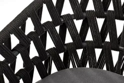 "Диего" стул плетеный из роупа, основание дуб, каркас из стали темно-серый (RAL7024) муар, роуп темно-серый круглый, ткань серая