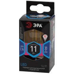Лампочка светодиодная ЭРА F-LED P45-11W-840-E14 Е14 / Е14 11Вт филамент шар нейтральный белый свет