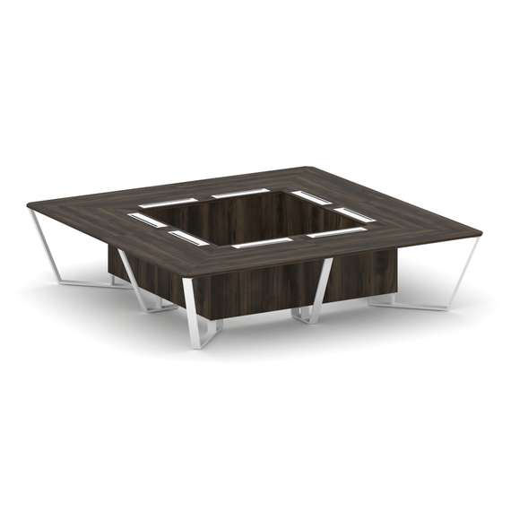 Steel Meet Стол переговорный квадратный KD-PR.B.SP-16K Дуб Мали/Металл Белый 3200*3200*750