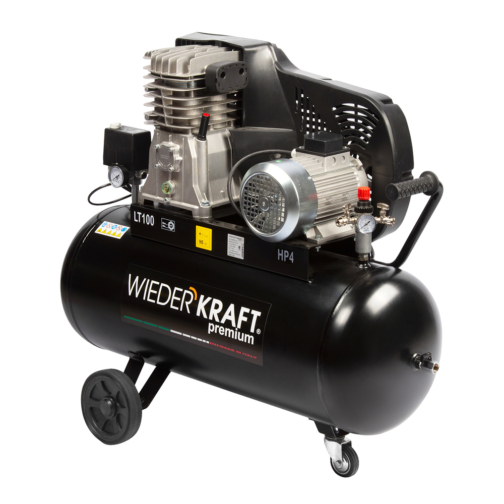 WDK-91054 Компрессор поршневой с ременным приводом: 541 л/мин, 3 КВт, 380 В, ресивер 100 л