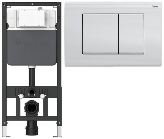 Комплект инсталляции Рехау NOVAFLOW с панелью смыва NOVA QUAD 001 прямоугольной белый, глянцевый