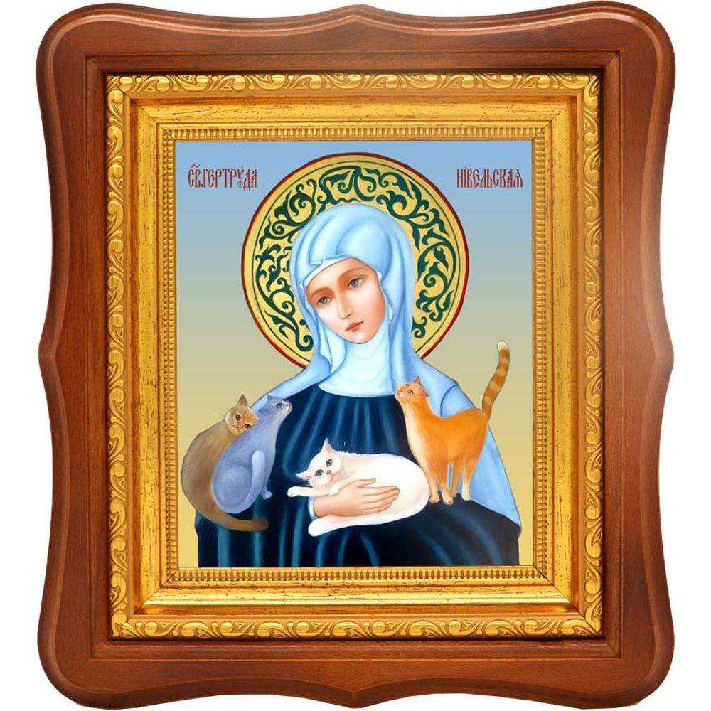 Святая Гертруда Нивельская. Икона на холсте.