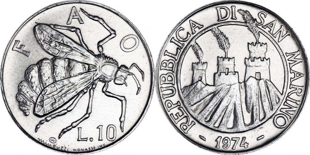 Сан-Марино 10 лир, 1974 FAO