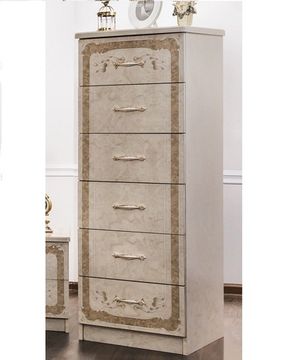 Комод  ПАТРИСИЯ 6 ящиков корень крем глянец
