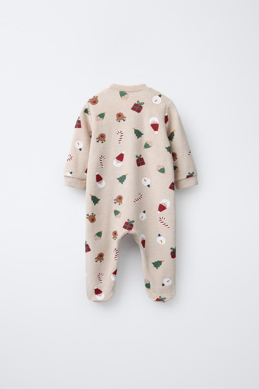 ZARA ВЕЛЮРОВЫЙ КОМБИНЕЗОН С ПРИНТОМ «ДЕД МОРОЗ», РЫЖЕВАТО-КОРИЧНЕВЫЙ