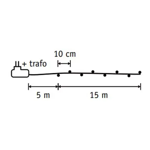 Гирлянда Роса 150 белых ламп, 1500 см., зеленый провод, Luca (84904)