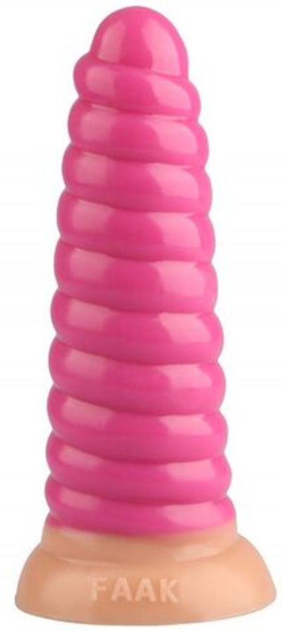 Розовая рельефная анальная втулка - 20,5 см. (Цвет: розовый)