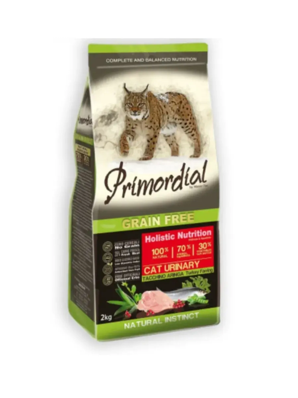 Корм Primordial Holistic Grain-Free Cat Urinary Turkey & Herring (Примордиал) для взрослых кошек профилактика МКБ 2 кг.