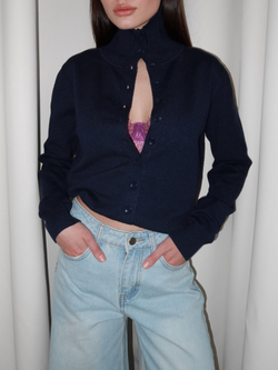 Джемпер вязаный, на пуговицах, с воротом