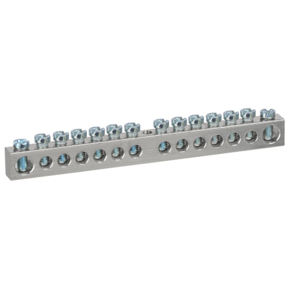 Шина ЭРА NO-224-82 PEN земля-ноль 6х9мм 14/1 никелированная с креплениями по центру | Шины N, PE, PEN