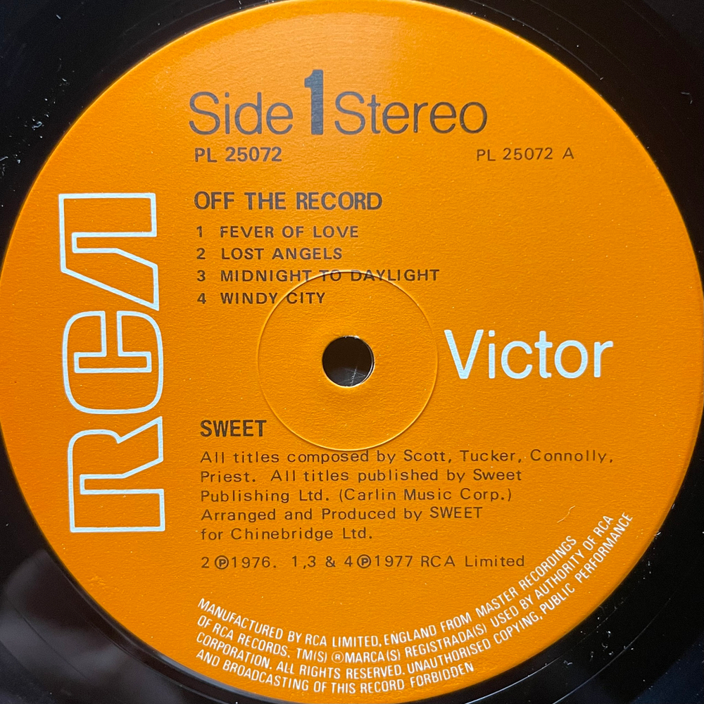 Sweet ‎– Off The Record (Англия 1977г.)