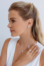 Серьги - сердца "DIVA" с фианитом (пусеты)