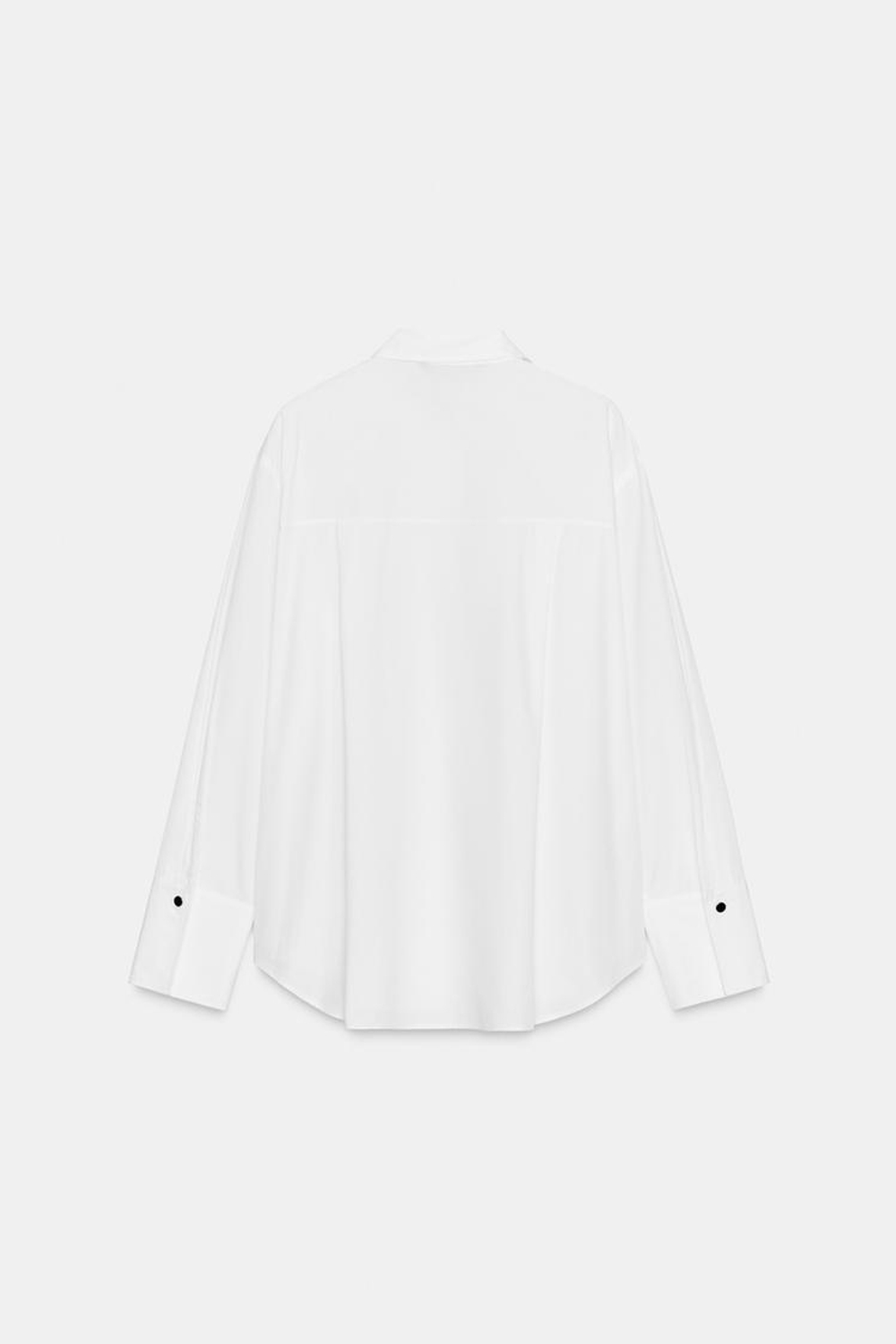 ZARA РУБАШКА ИЗ ПОПЛИНА С БУСИНАМИ НА ПЛАНКЕ, БЕЛЫЙ