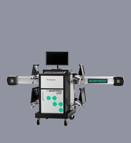 EASYRAY 200 - PS - Минимальная комплектация. Подходит для работ или на подьёмнике, или в яме, поскольку вместо лифтовой стойки используется кронштейн для крепления к стене, либо стойка для крепления к полу. Мобильная тумба закрытая.