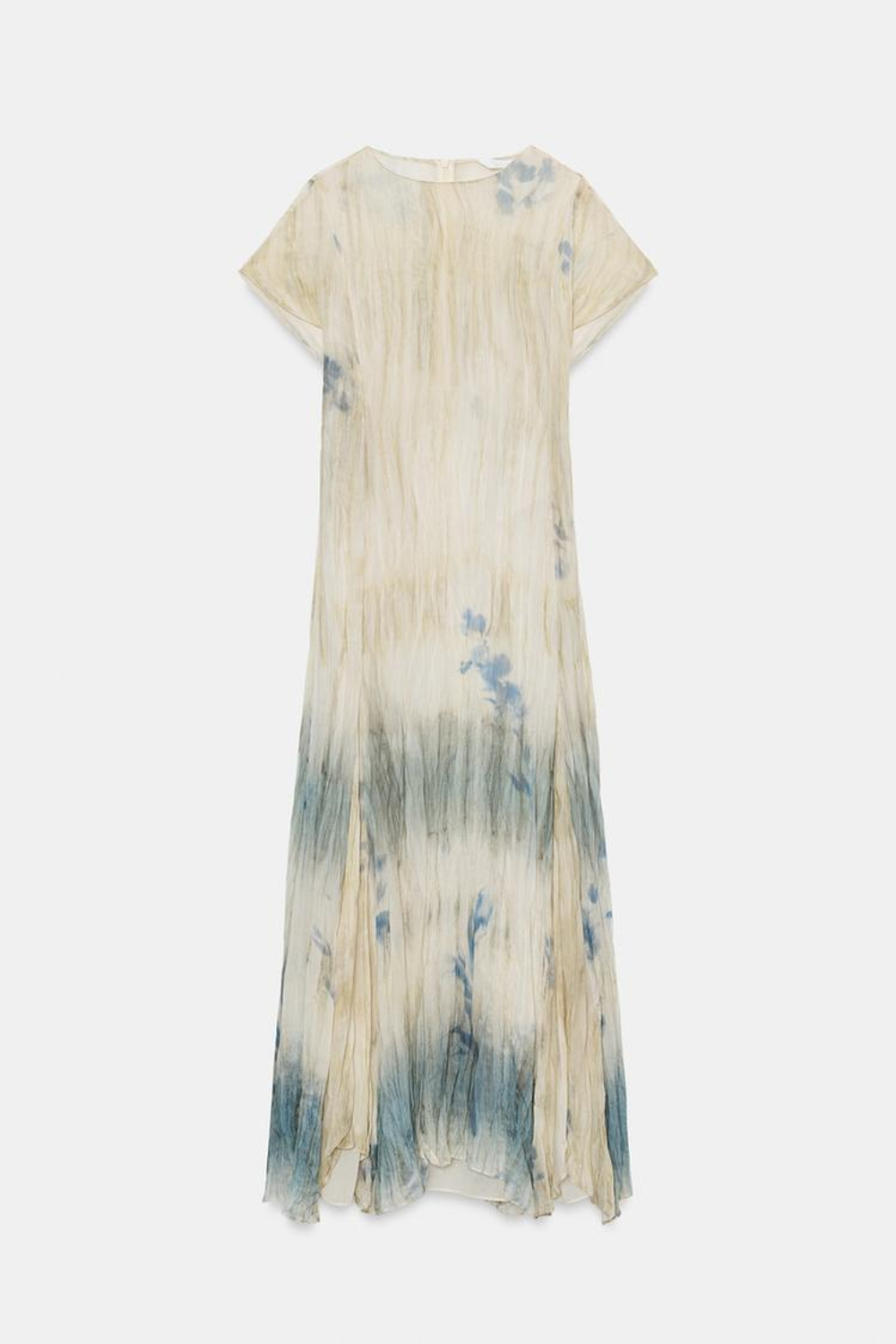 ZARA ПЛАТЬЕ МИДИ С ПРИНТОМ — ZW COLLECTION, ЭКРЮ/СИНИЙ