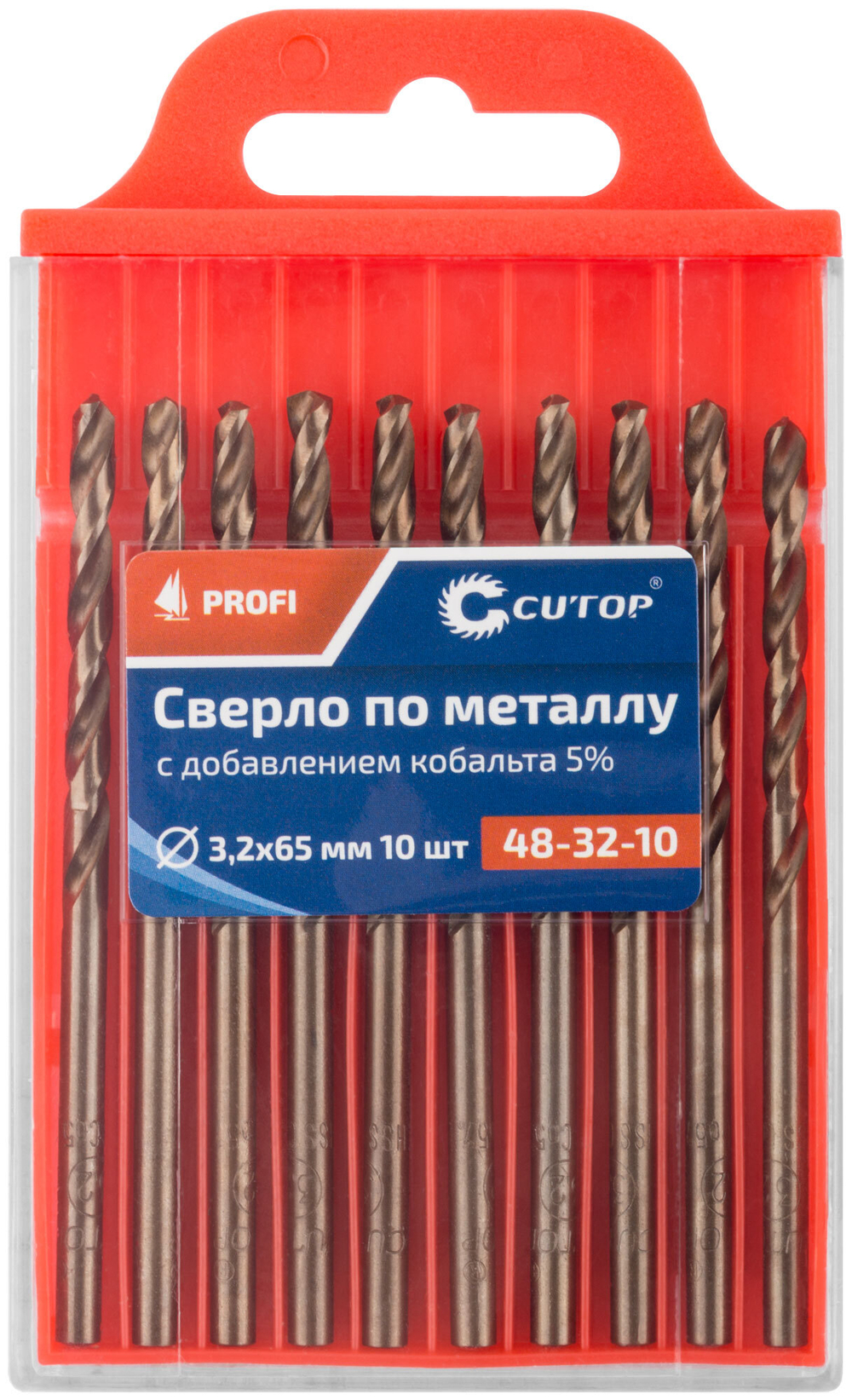 Сверло по металлу Cutop Profi с кобальтом 5%, 3,2 x 65 мм (10 шт) 48-32-10