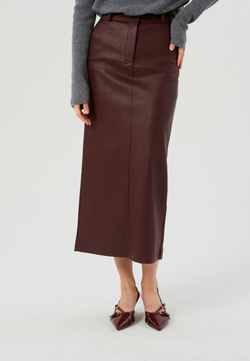 Юбка женская из экокожи винная