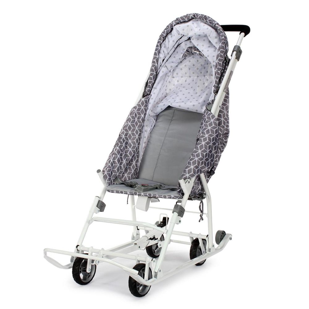 Санки-коляска "Наши Детки 3-1К" с ромбиками серый