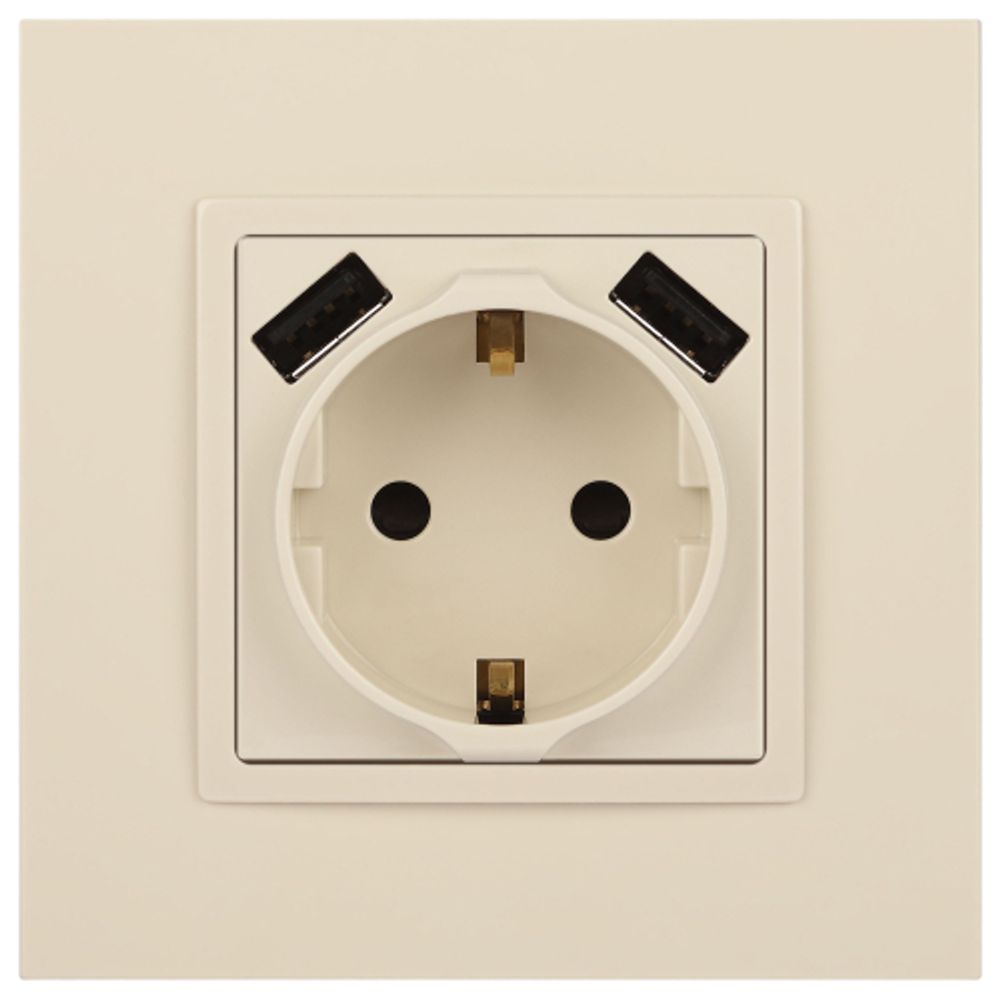 14-4109-02 ЭРА Розетка 2P+E 16A-250В, штор. с 2xUSB 5В-3А, Эра Elegance, слоновая кость | Elegance Слоновая кость