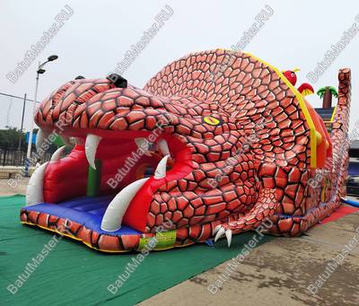 Коммерческий надувной батут "Драконье логово", 16*7*8 м с крышей