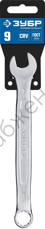 ЗУБР 9 мм, комбинированный гаечный ключ, Профессионал (27087-09)