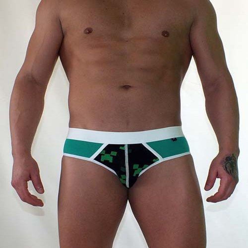 Трусы мужские брифы зеленые с черной вставкой Van Baam VB-38139