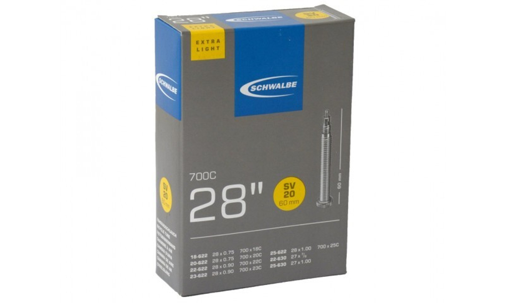Камера 28"/700 спорт SV20 EXTRA LIGHT (18/25-622/630) IB 60mm. SCHWALBE