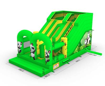 Коммерческий надувной батут «Панды в джунглях», 6×3,5×3,5 м