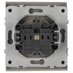 Розетка ЭРА Arktik 16-2102-07 с заземлением 2P+E Schuko со шторками 16А-250В титан | Эра Arktik