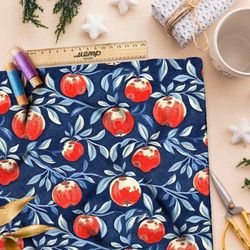 Ткань Барби яркие фрукты на синем