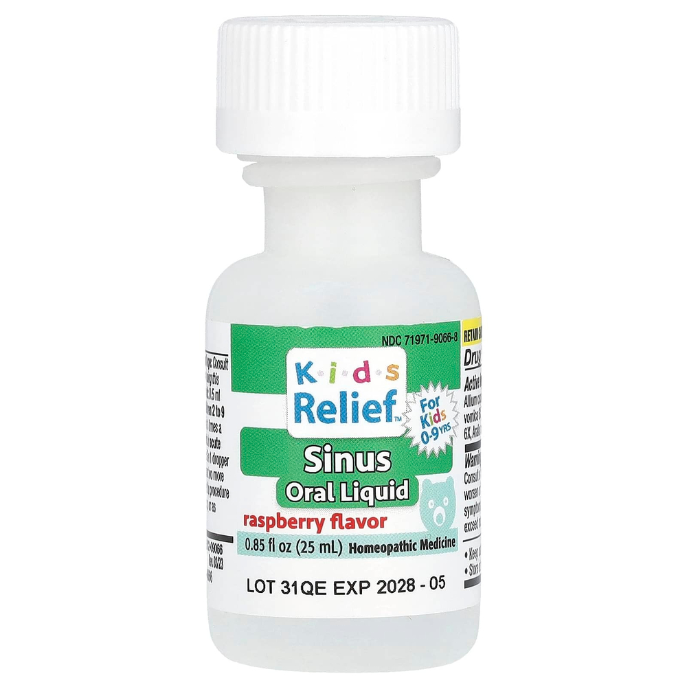 Homeolab USA, Kids Relief, жидкость для полости носа, для детей 0–9 лет, со вкусом малины, 25 мл (0,85 жидк. унц.)