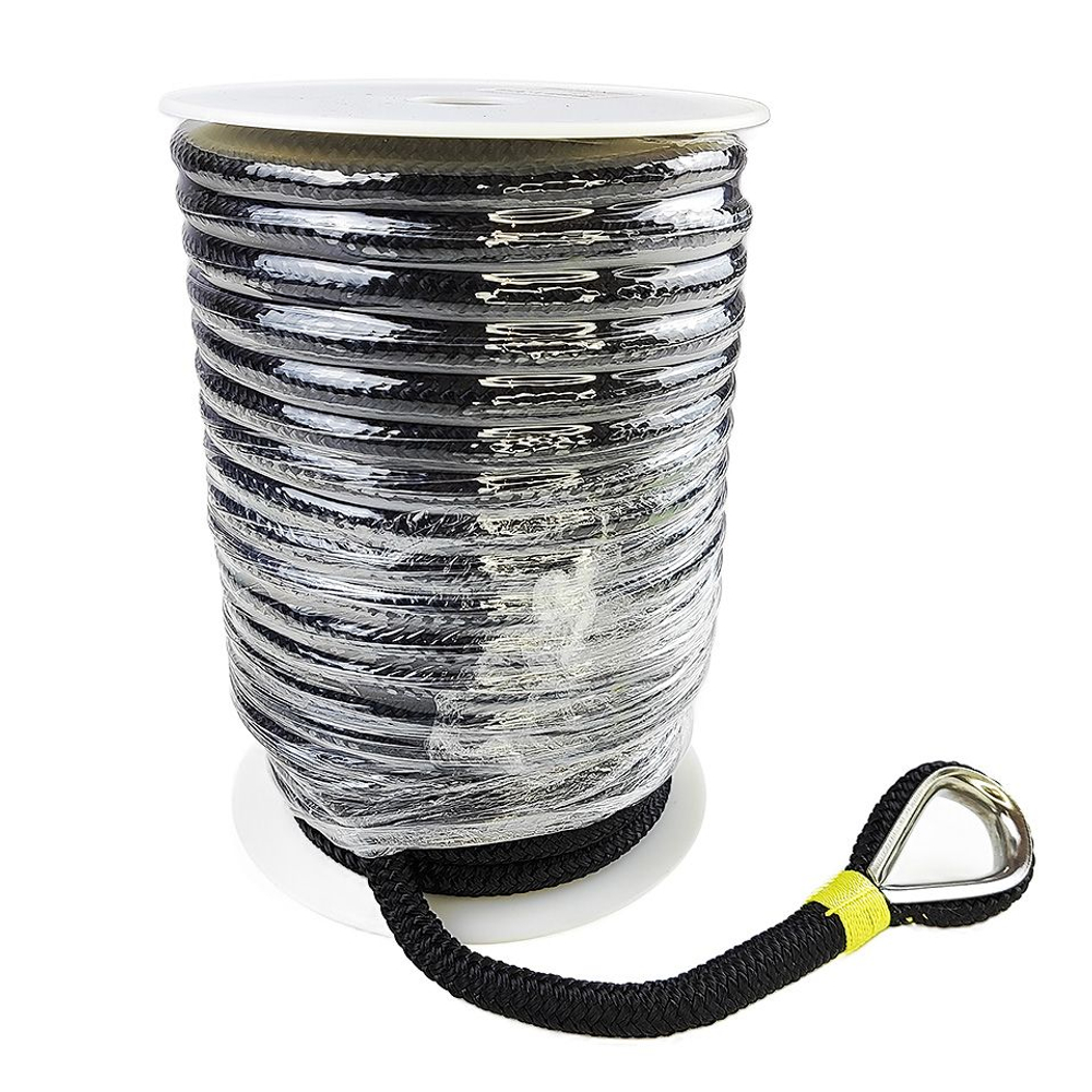 Якорный конец с маркировкой, полиэстер, 12 мм х 30 м, черный (10269135)