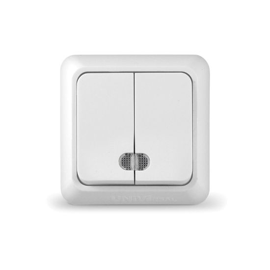 Выключатель UNIVersal Олимп 2-кл. с подсв.о/п бел. 10A 250В