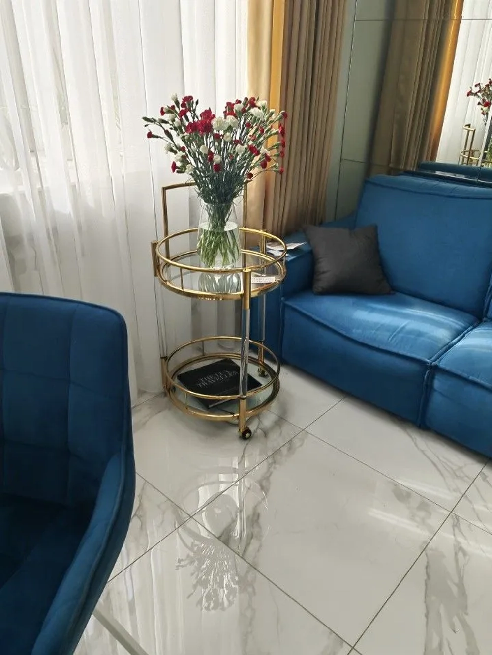 Столик сервировочный Ist Casa Моника, 54х88 см, акрил, золото