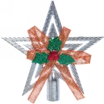 Звезда на ёлку «Классика» с бантом 9,5 см, Серебро