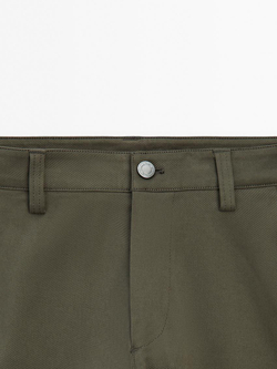 Massimo Dutti Зауженные джинсовые брюки из смесового хлопка, хаки
