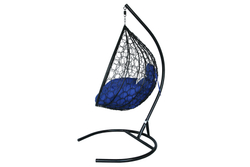 Кресло подвесное Сфера Лайт арт.BG1515 (стойка+основание.чёрн.,корзн.чёрн.,подуш.синяя. 3уп. (Б))