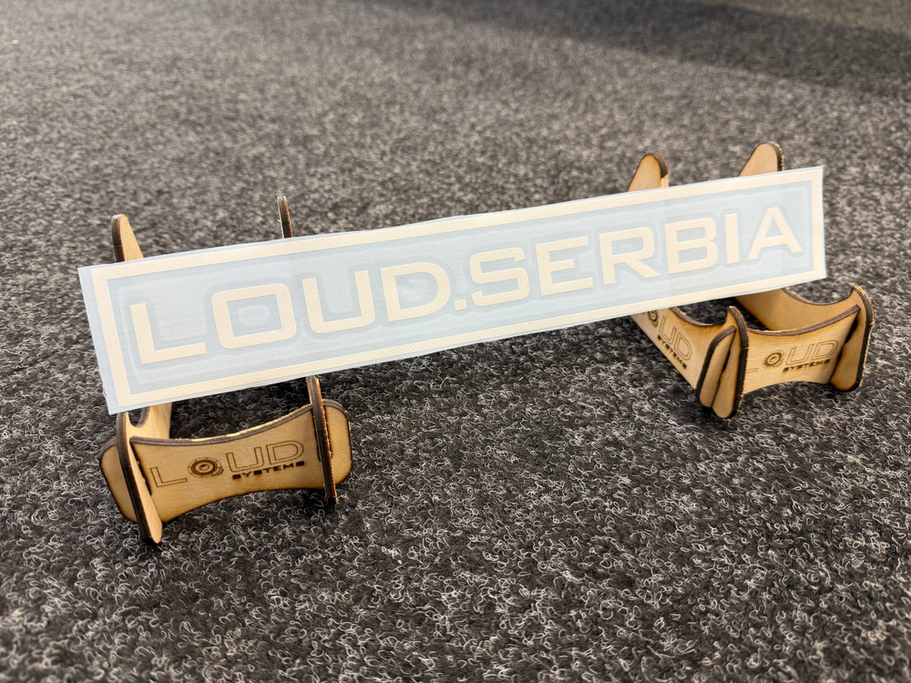 Nalepnica "LOUD.SERBIA" (33cm x 5.5cm ; Bela boja)