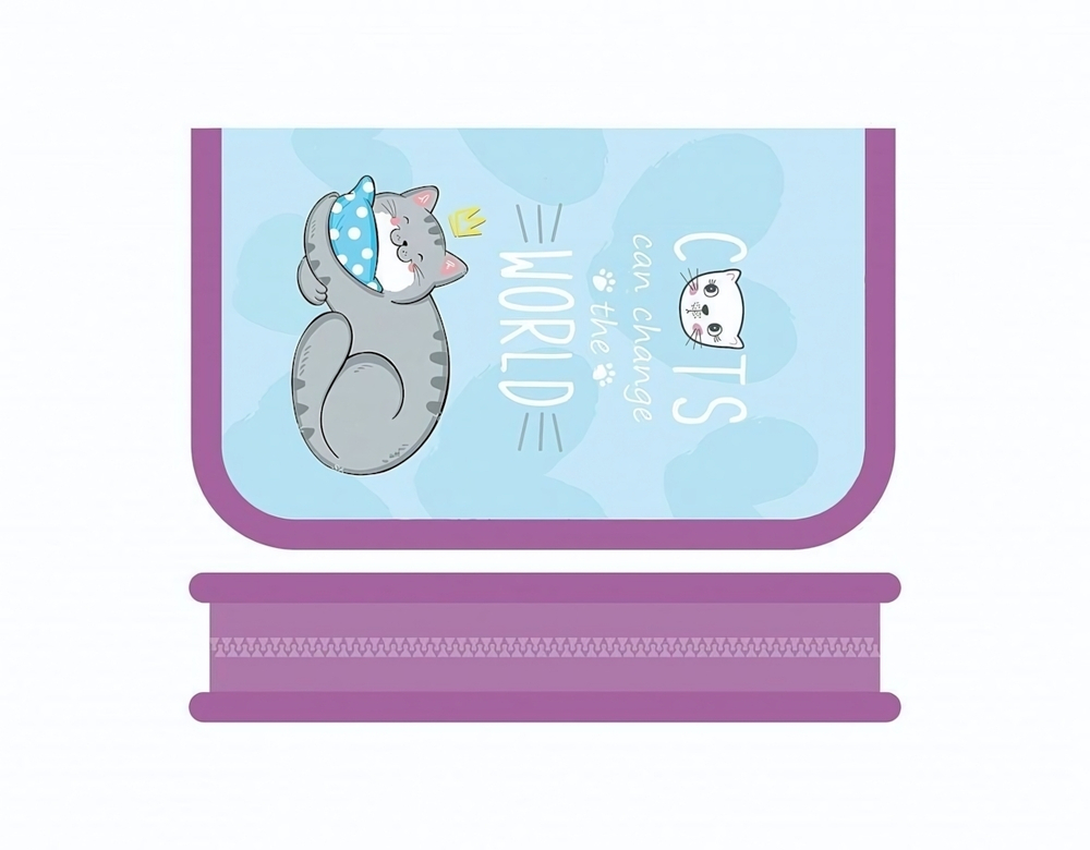 Пенал 1 секц. большой с откидной планкой 190*115 "Сонный котик 2022" (Пчелка)