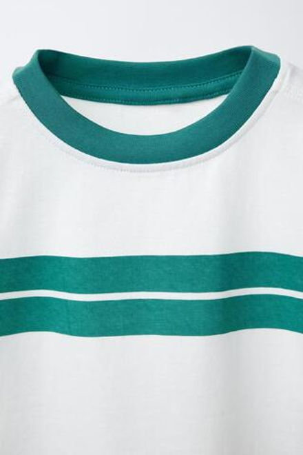ZARA ФУТБОЛКА В СПОРТИВНОМ СТИЛЕ С НАДПИСЬЮ, ЗЕЛЕНЫЙ